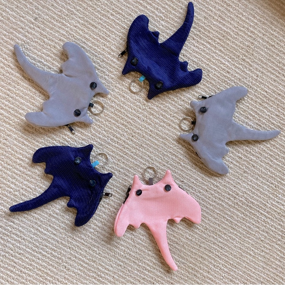 Unique hand made ray fish key chain coin purses
